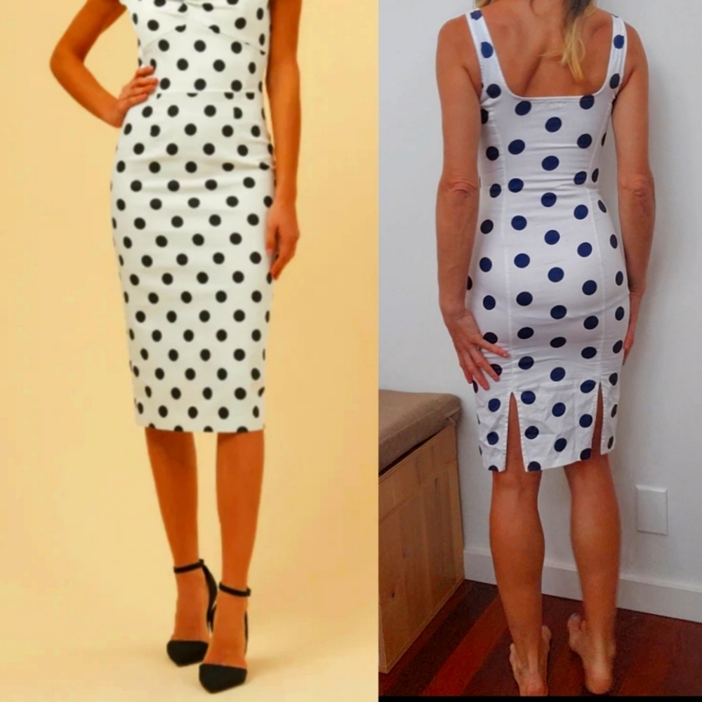 Nwot Callipygian Parisian cut polka dot mini dress xs